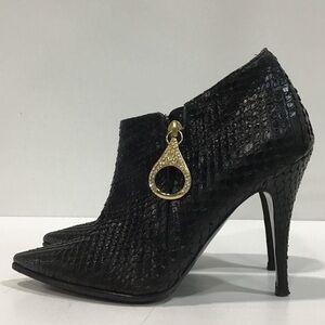 Bionda Castana Elegant Black Snakeskin Women's High Heel Ankle Boots Size 39